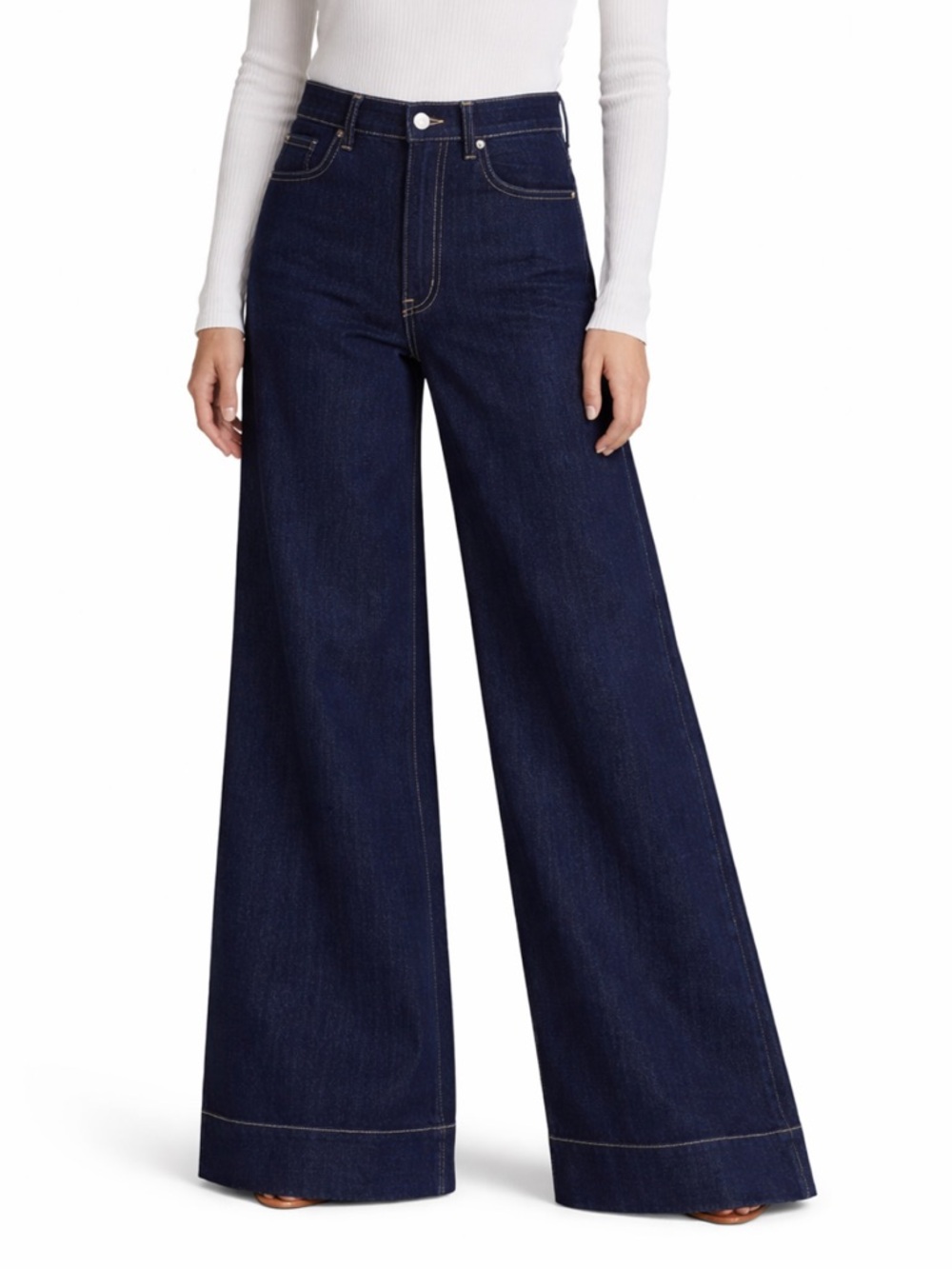 Veronica Beard Haizley High Rise Navy Extra Wide Leg Jeans. Size 27